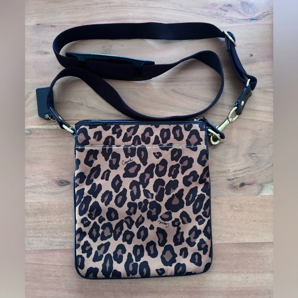 Coach Leopard Print Crossbody Bag - Black